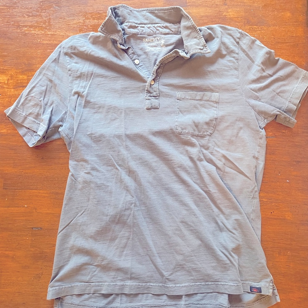 Men’s Faherty Sunwashed Polo- Size large - dark blue/navy